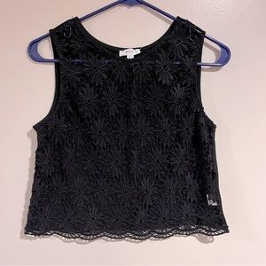 Black crop top with floral pattern new with tags